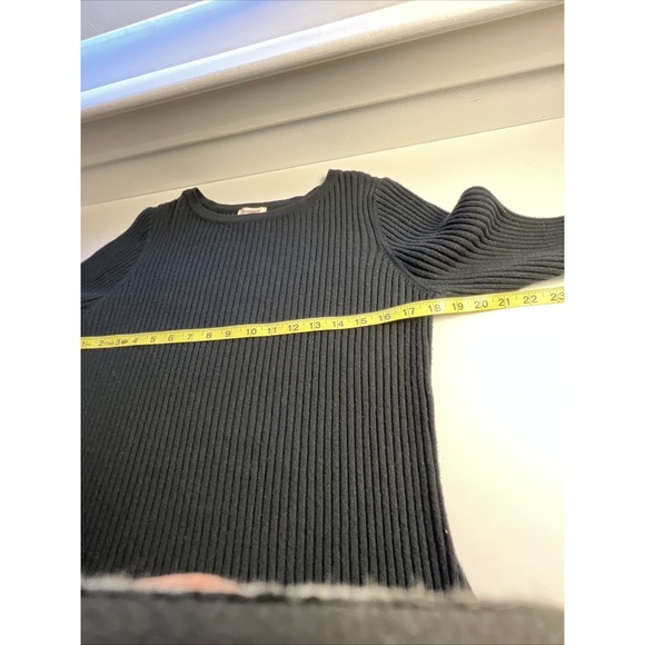 Sundance Tierney Merino Wool Sweater Drop Waist Ribbed Midi Dress Black Large - Picture 4 of 5